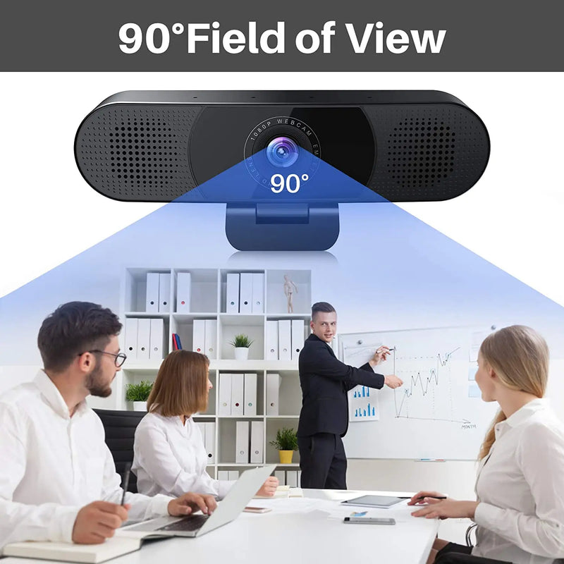 1080p webcam com alto-falantes usb 3-em-1 hd câmera web emeet c980 pro com microfones para streaming de vídeo ao vivo