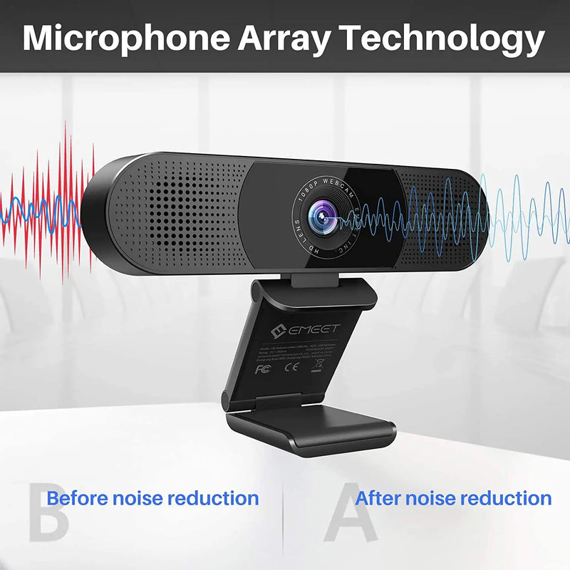 1080p webcam com alto-falantes usb 3-em-1 hd câmera web emeet c980 pro com microfones para streaming de vídeo ao vivo