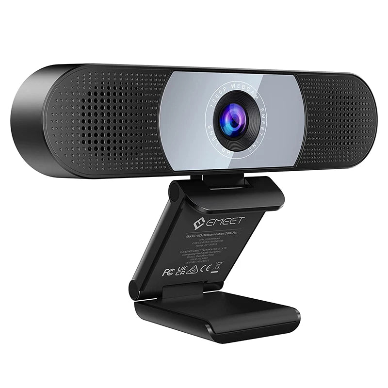 1080p webcam com alto-falantes usb 3-em-1 hd câmera web emeet c980 pro com microfones para streaming de vídeo ao vivo