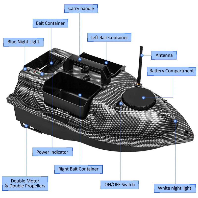 12000mah/5200mah gps pesca isca barco com 3 recipientes isca barco sem fio com função de retorno automático