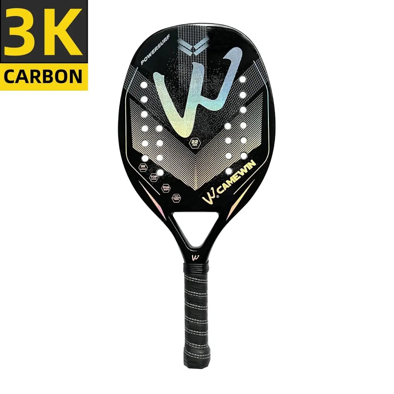 3K Holográfico Beach Tennis Racket, Full Carbon Fiber Frame, Racquet Tratamento De Superfície, Iniciante Kit para Feminino