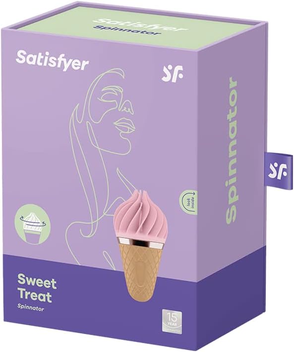 Satisfyer Sweet Treat Lay-On Clitoral Stimulator - Spinning Silicone Head, Intense Personal Massager for Stimulation of Clitoris, Nipples & Erogenous Zones - Waterproof, Rechargeable (Pink/Brown)