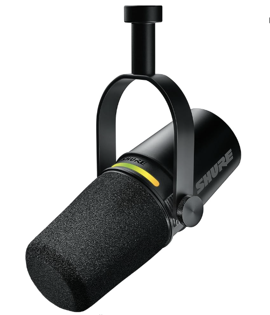 Shure MV7 Microfone Dinâmico Híbrido, USB, XLR, Exterior, Ao Vivo, Resposta de Frequência Selecionável, Placa de Som Integrada, Original