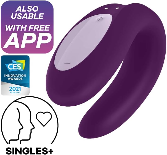 Satisfyer Double Joy Connect App | Partner Vibrator | 2 Strong Power Motors | Waterproof (IPX7) | Rechargeable Battery | Skin-Friendly Silicone (Violet)