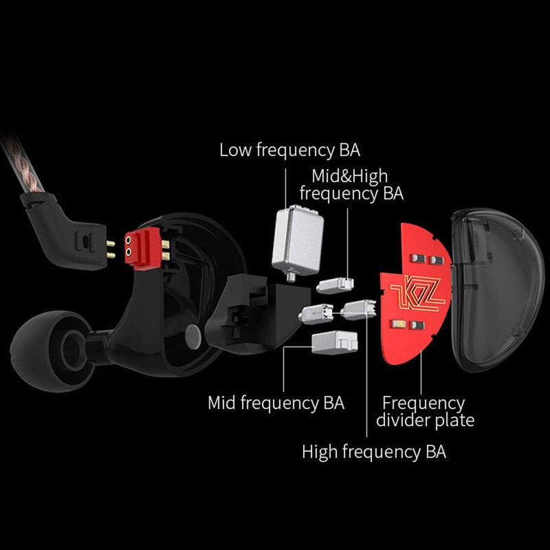 Fone de Ouvido Kz As10 Monitor Retorno de Palco Som Hifi 5 Drivers Cabo Destacável (Sem Mic Preto)