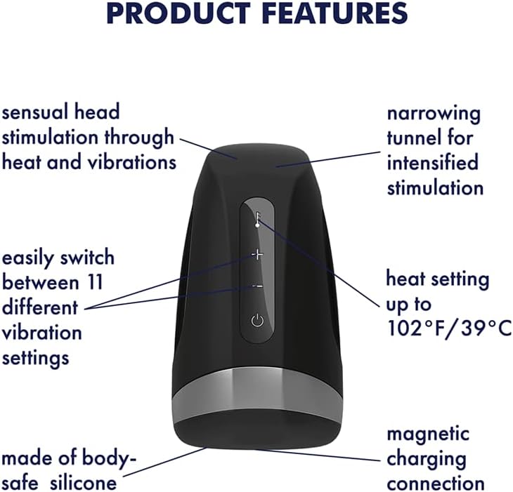Satisfyer Men Heat Vibration | Masturbator | Vibrator | 11 Vibration Programs | Innovative warming function | Waterproof (IPX7) | Rechargeable Battery | Skin-Friendly Silicone