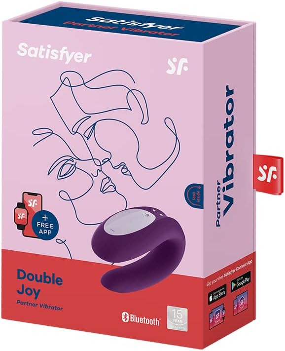 Satisfyer Double Joy Connect App | Partner Vibrator | 2 Strong Power Motors | Waterproof (IPX7) | Rechargeable Battery | Skin-Friendly Silicone (Violet)