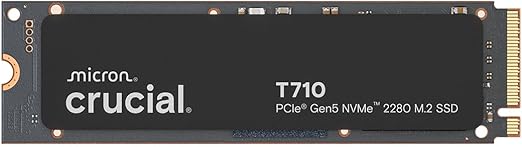 Crucial SSD NVMe T710 2TB Gen5, até 14.500 MB/s, PCIe 5.0 M.2 2280, unidade de estado sólido interna, compatível com laptop, desktop + software Acronis - CT2000T710SSD8-01