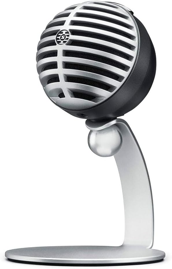 Shure MV5 Digital Condenser Microphone with Cardioid - Plug-and-play with iOS, Mac, PC, Onscreen Control w/ ShurePlus MOTIV Audio App, Includes USB and Lightning Cables (1m each) - Gray w/ Black Foam