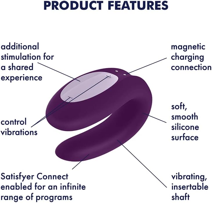 Satisfyer Double Joy Connect App | Partner Vibrator | 2 Strong Power Motors | Waterproof (IPX7) | Rechargeable Battery | Skin-Friendly Silicone (Violet)