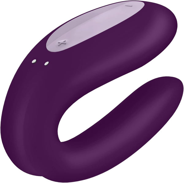 Satisfyer Double Joy Connect App | Partner Vibrator | 2 Strong Power Motors | Waterproof (IPX7) | Rechargeable Battery | Skin-Friendly Silicone (Violet)