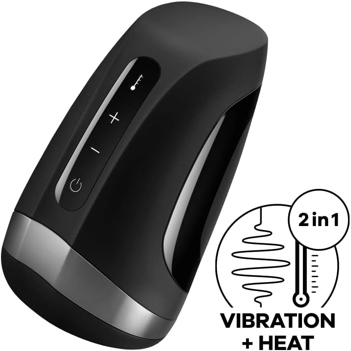 Satisfyer Men Heat Vibration | Masturbator | Vibrator | 11 Vibration Programs | Innovative warming function | Waterproof (IPX7) | Rechargeable Battery | Skin-Friendly Silicone