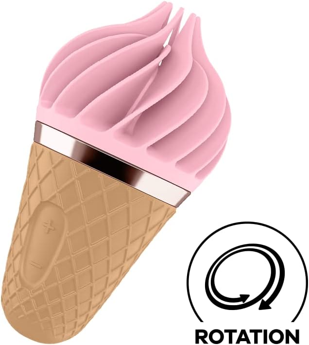 Satisfyer Sweet Treat Lay-On Clitoral Stimulator - Spinning Silicone Head, Intense Personal Massager for Stimulation of Clitoris, Nipples & Erogenous Zones - Waterproof, Rechargeable (Pink/Brown)