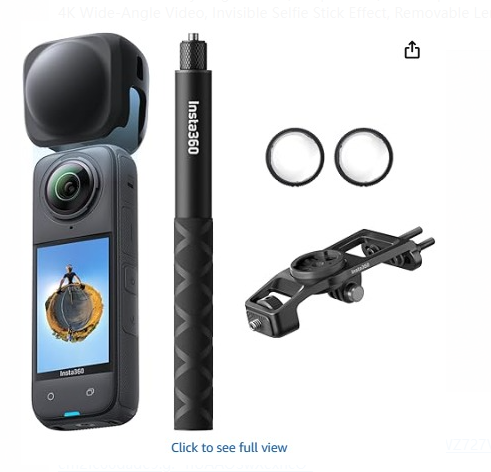 Insta360 X4 - Câmera de ação 360 à prova d'água 8K, vídeo grande angular 4K, bastão de selfie invisível, protetores de lente removíveis, último de 135 minutos