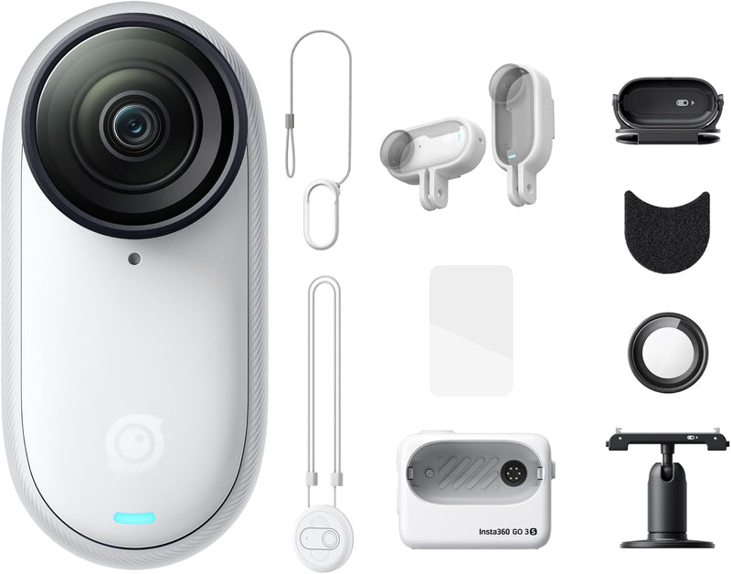Insta360 GO 3S - 128 GB Ultimate Bundle Black 4K Tiny Portable Vlogging Camera, Hands-Free POVs, Mount Anywhere, Stabilization, 140 Min Battery Life, 10m Waterproof, Pet POV