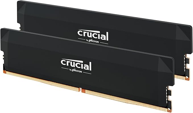 Crucial Kit Pro DDR5 RAM 64GB (2x32GB) 6000MHz CL40 -Intel XMP 3.0 e AMD Expo - Preto CP2K32G60C40U5B