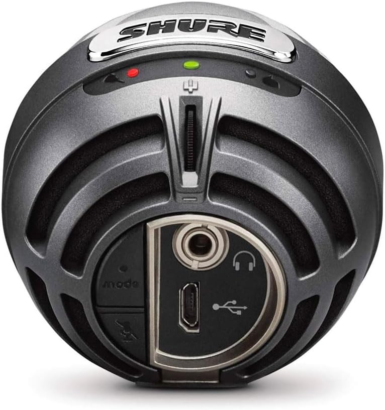 Shure MV5 Digital Condenser Microphone with Cardioid - Plug-and-play with iOS, Mac, PC, Onscreen Control w/ ShurePlus MOTIV Audio App, Includes USB and Lightning Cables (1m each) - Gray w/ Black Foam