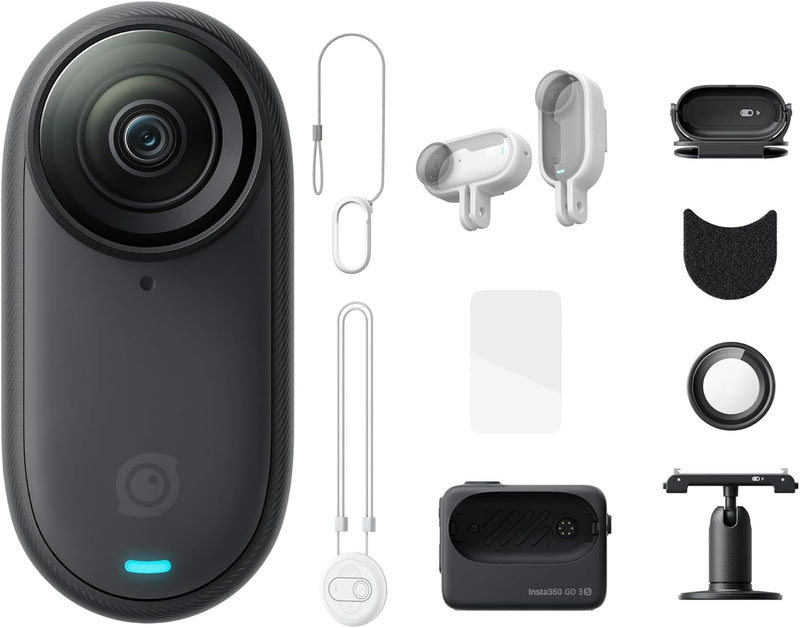 Insta360 GO 3S - 128 GB Ultimate Bundle Black 4K Tiny Portable Vlogging Camera, Hands-Free POVs, Mount Anywhere, Stabilization, 140 Min Battery Life, 10m Waterproof, Pet POV