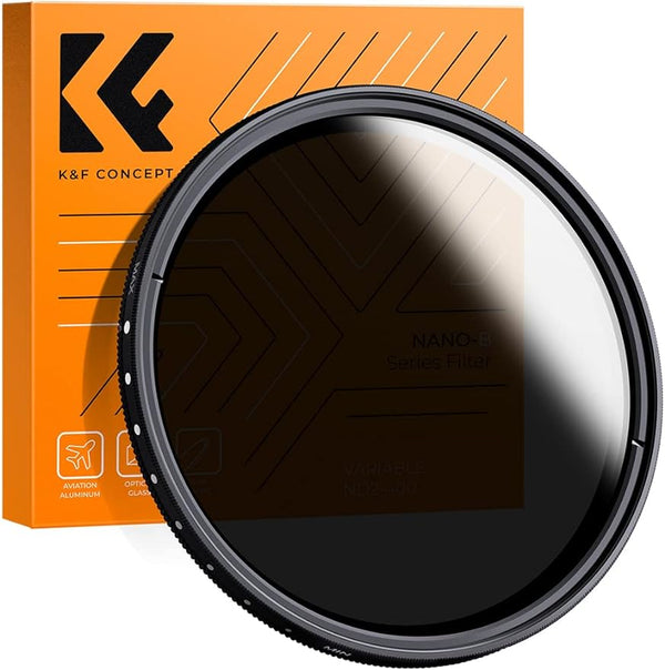 K&F Concept Filtro de lente ND2-ND400 ND variável de 58 mm (1-9 paradas) para lente de câmera, filtro de densidade neutra ajustável com pano de limpeza de microfibra