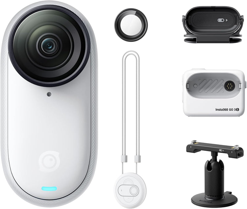 Insta360 GO 3S - 128 GB Ultimate Bundle Black 4K Tiny Portable Vlogging Camera, Hands-Free POVs, Mount Anywhere, Stabilization, 140 Min Battery Life, 10m Waterproof, Pet POV