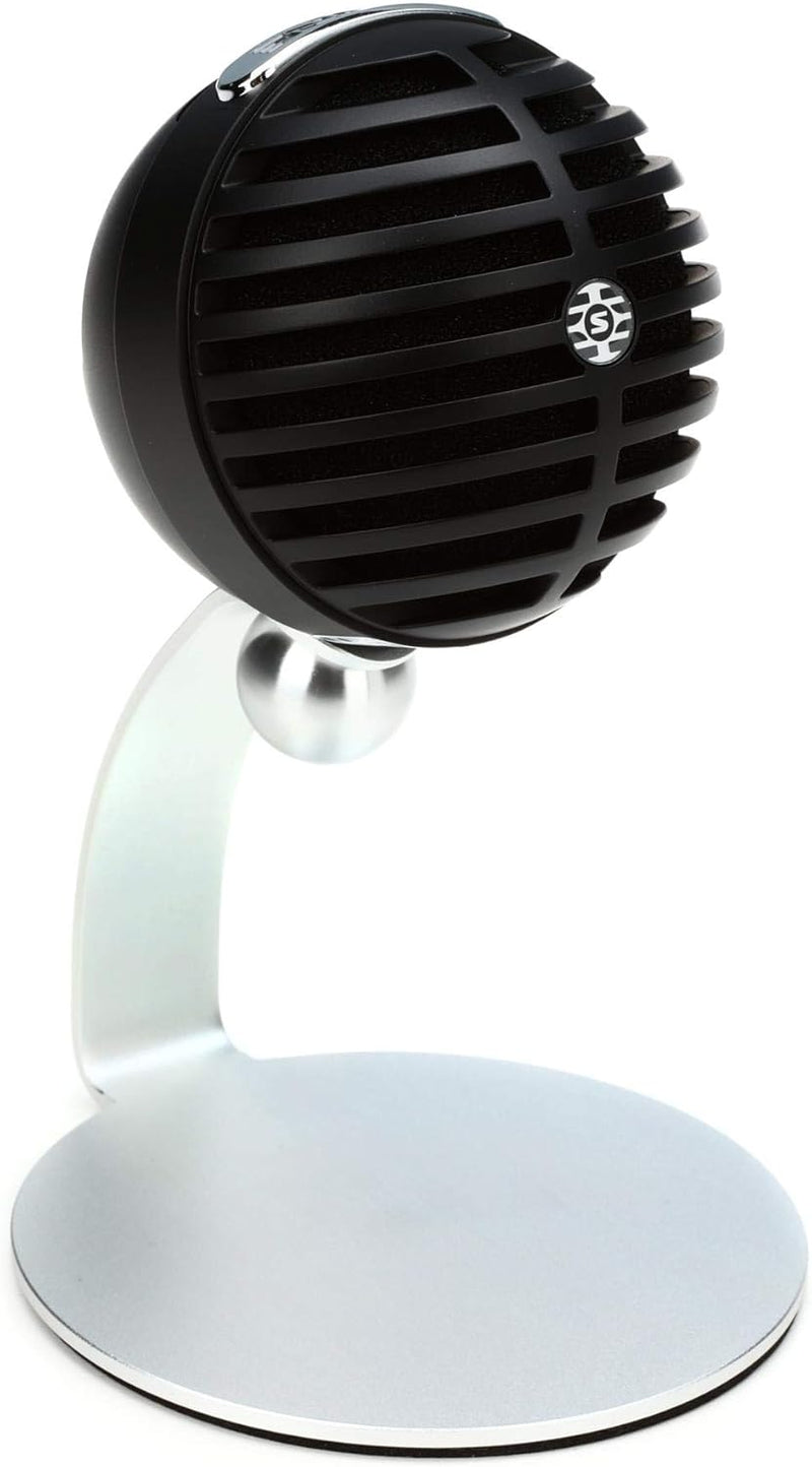 Shure MV5 Digital Condenser Microphone with Cardioid - Plug-and-play with iOS, Mac, PC, Onscreen Control w/ ShurePlus MOTIV Audio App, Includes USB and Lightning Cables (1m each) - Gray w/ Black Foam