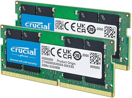 Crucial Kit RAM 64 GB (2 x 32 GB) DDR4 3200 MHz CL22 (ou 2933 MHz ou 2666 MHz) Memória para laptop CT2K32G4SFD832A