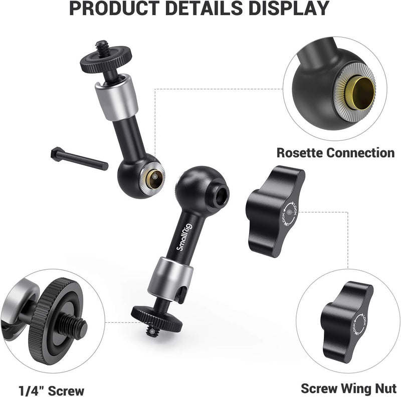 SmallRig Braço mágico articulado de fricção ajustável de 14 cm, com parafuso de 6 mm para monitor LCD/luzes LED – 2065