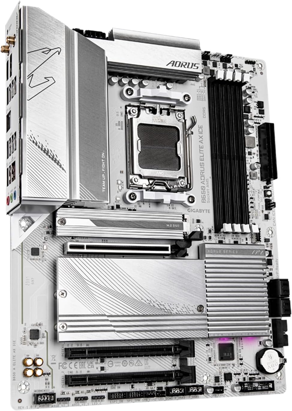 GIGABYTE B650 AORUS Elite AX ICE (AM5/ LGA 1718/ AMD/ B650/ ATX/ 5-Year Warranty/ DDR5/ Triple M.2/ PCIe 5.0/ USB 3.2 Gen2X2 Type-C/WiFi 6E/ 2.5GbE LAN/Snow White/EZ-Latch/Motherboard)