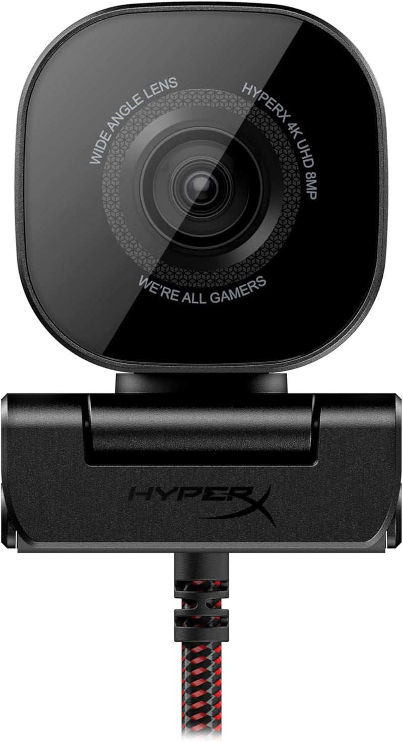 HyperX Vision S – Webcam, 4K Video Recording @ 30fps, 90° Field-of-View, Responsive Autofocus, Hyperflex Cable, Aluminum Body, Plug and Play, Sony Starvis 8MP Sensor, 5G2P Lens, USB-C – Black