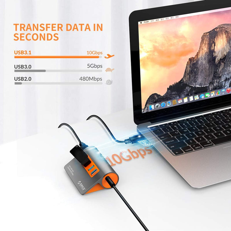 Hub Usb 3.1 Portátil 4 Portas 10gbps com Fonte Externa - Orico
