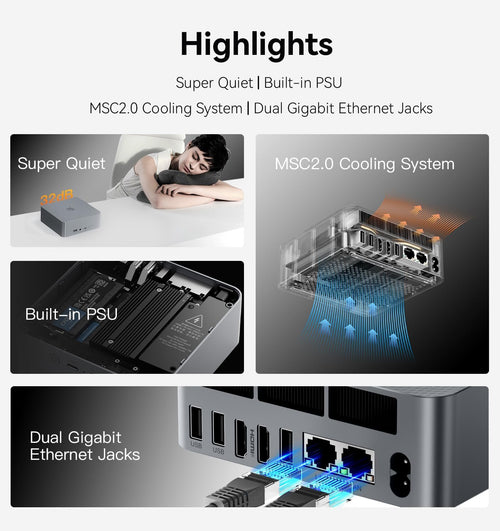 Beelink EQR6 Mini PC, Ryzen 9 6900HX (8C/16T, up to 4.9 GHz) Mini Computer, AMD Radeon 680M, 24GB DDR5 4800MHz & 500GB PCle 4.0x4 SSD Quiet Office PC, Dual HDMI, Dual LAN, USB3.0, USB-C, WiFi 6, BT5.2