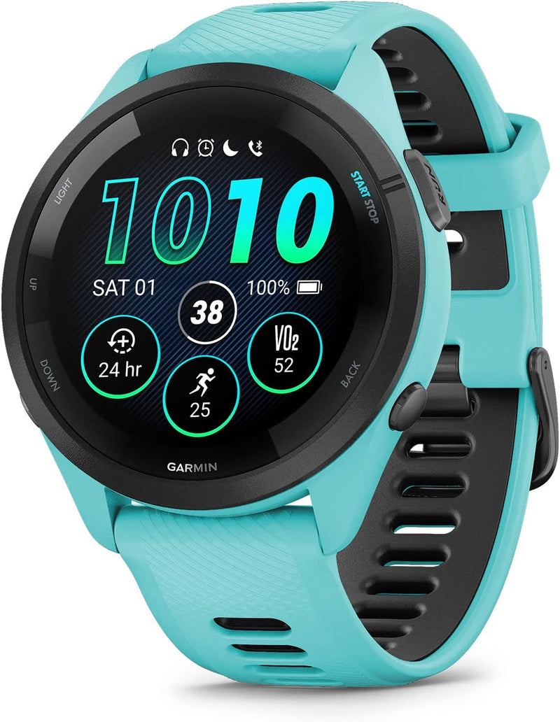 Garmin Forerunner 265 Running Smartwatch, Colorful AMOLED Display, Training Metrics and Recovery Insights, Black and Powder Gray
