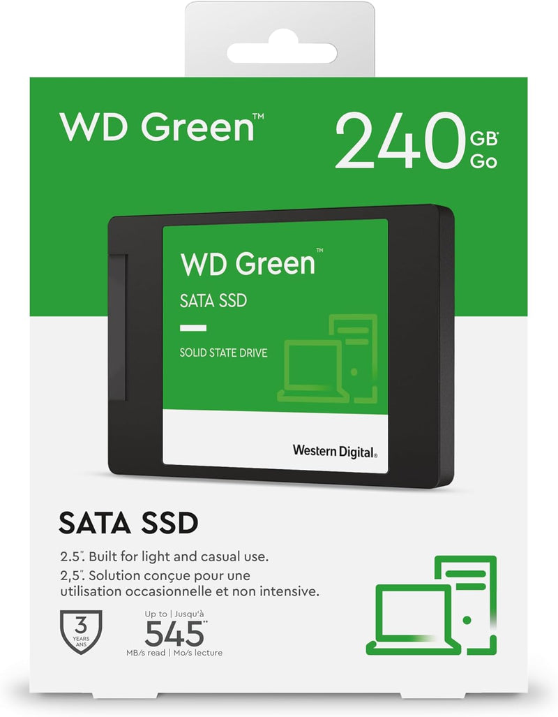 Western Digital 240GB WD Green SATA Internal Solid State Drive SSD - SATA III 6 Gb/s, M.2 2280, Up to 545 MB/s - WDS240G3G0B