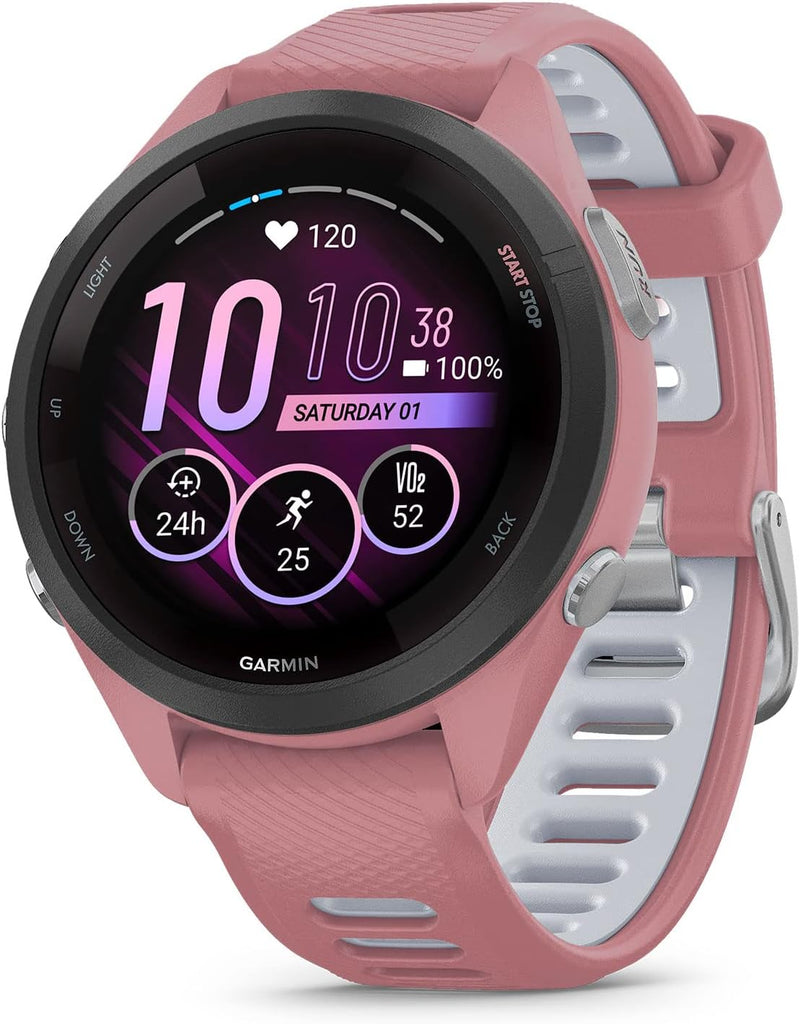 Garmin Forerunner 265 Running Smartwatch, Colorful AMOLED Display, Training Metrics and Recovery Insights, Black and Powder Gray