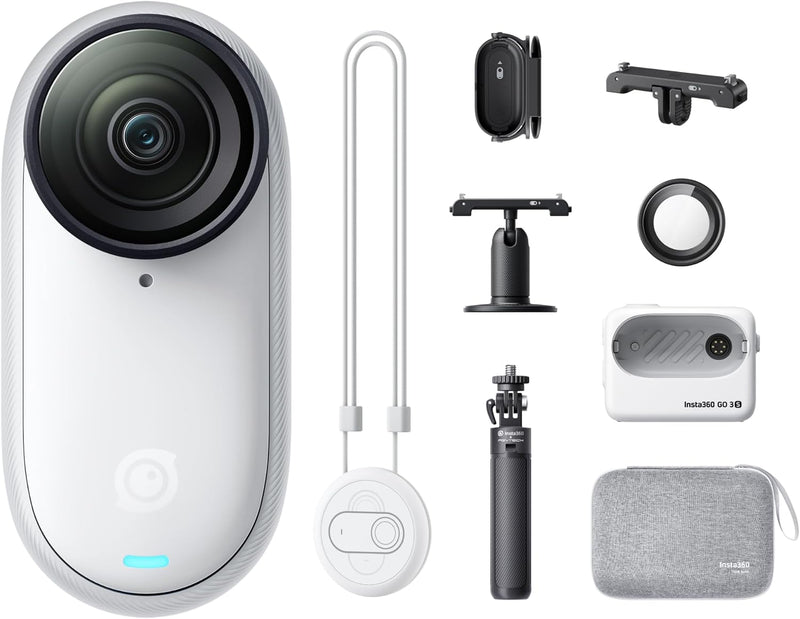 Insta360 GO 3S - 128 GB Ultimate Bundle Black 4K Tiny Portable Vlogging Camera, Hands-Free POVs, Mount Anywhere, Stabilization, 140 Min Battery Life, 10m Waterproof, Pet POV