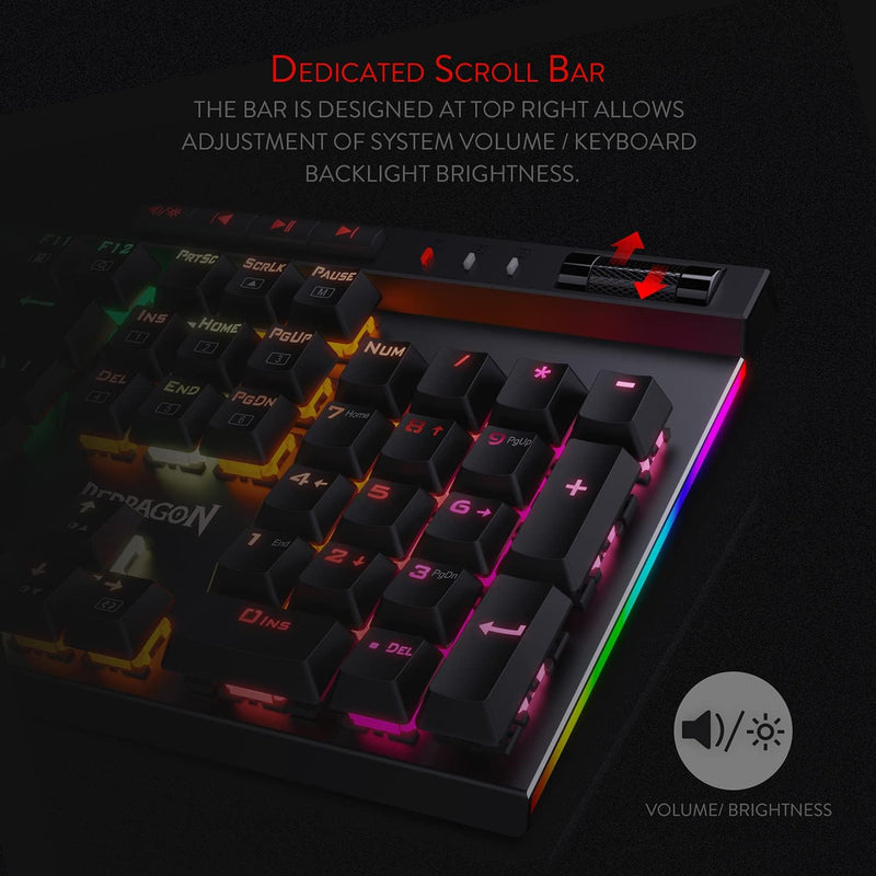 Teclado de jogos Redragon K580 VATA RGB, Blue Switch