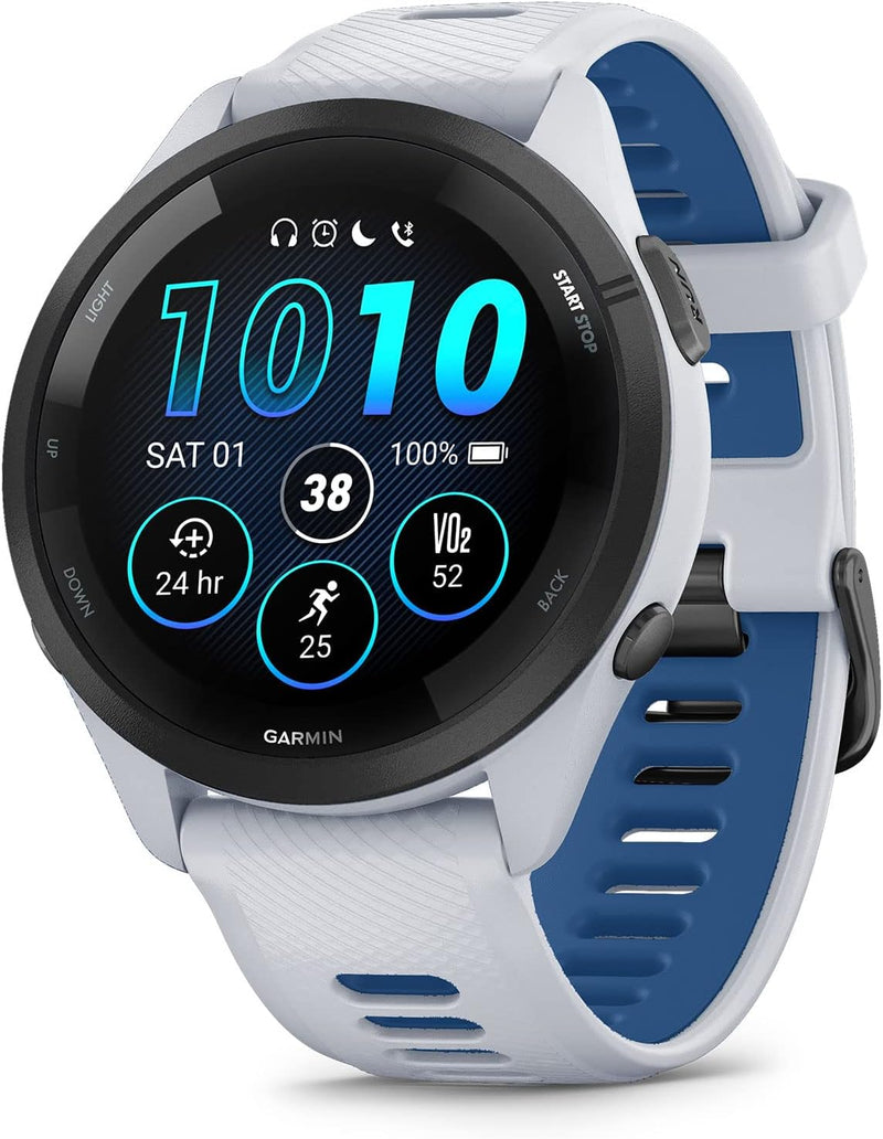 Garmin Forerunner 265 Running Smartwatch, Colorful AMOLED Display, Training Metrics and Recovery Insights, Black and Powder Gray