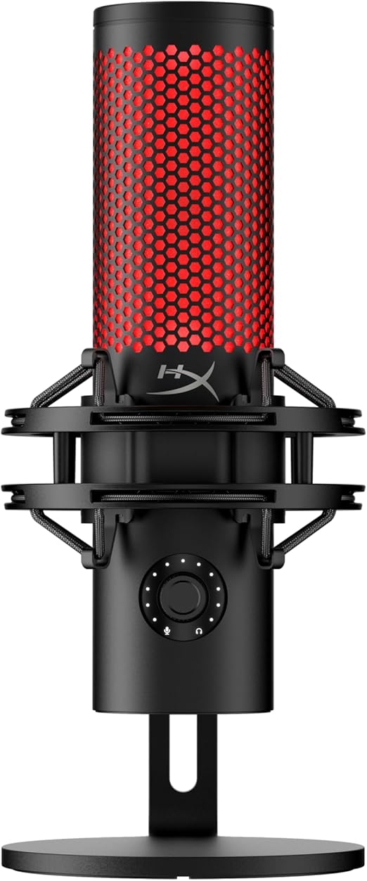 Microfone Condensador USB HyperX QuadCast 2 - Gravação em Alta Resolução para Streaming e Podcasts, com Controles Integrados, Suporte Antichoque Removível, 4 Padrões Polares, Preto (872V1AA)