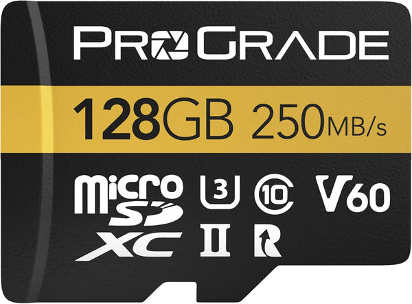 ProGrade Digital microSD Memory Card - V60 microSD Card for DSLR and Action Cameras - High Speed Transfer of Files & Large Storage - Up to 250MB/s Read and 130MB/s Write Speed 128 GB