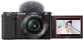 Sony Alpha ZV-E10 - Kit de câmera Vlog sem espelho com lentes intercambiáveis APS-C - Preto | Aps-C 24,2 MP Exmor CMOS, Sony E-Mount, vídeo 4k30p, AF de 425 pontos, inclui lente E Pz 16-50 mm Oss Kit