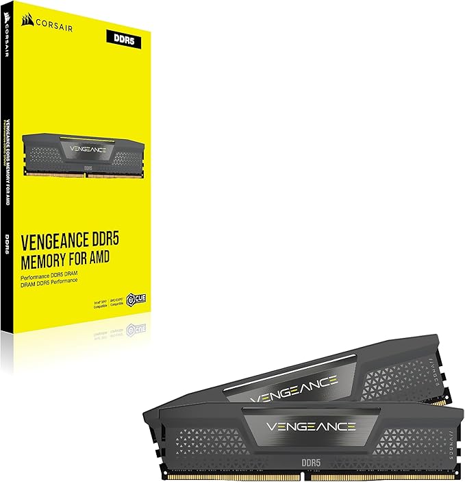 CORSAIR Vengeance DDR5 96GB (2x48GB) DDR5 6000MHz CL30 AMD Expo Intel XMP iCUE Compatible Computer Memory – Gray (CMK96GX5M2B6000Z30)