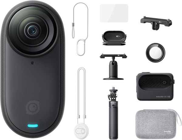 Insta360 GO 3S - 128 GB Ultimate Bundle Black 4K Tiny Portable Vlogging Camera, Hands-Free POVs, Mount Anywhere, Stabilization, 140 Min Battery Life, 10m Waterproof, Pet POV