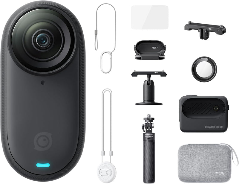 Insta360 GO 3S - 128 GB Ultimate Bundle Black 4K Tiny Portable Vlogging Camera, Hands-Free POVs, Mount Anywhere, Stabilization, 140 Min Battery Life, 10m Waterproof, Pet POV