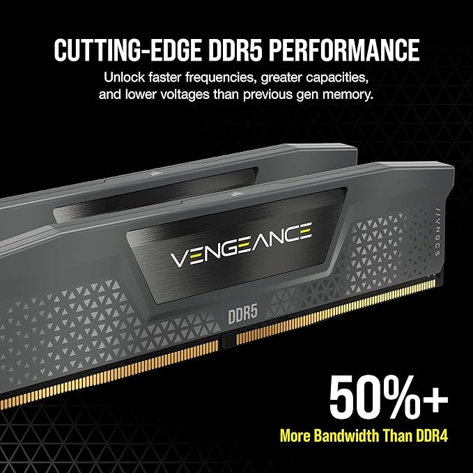 CORSAIR Vengeance DDR5 96GB (2x48GB) DDR5 6000MHz CL30 AMD Expo Intel XMP iCUE Compatible Computer Memory – Gray (CMK96GX5M2B6000Z30)