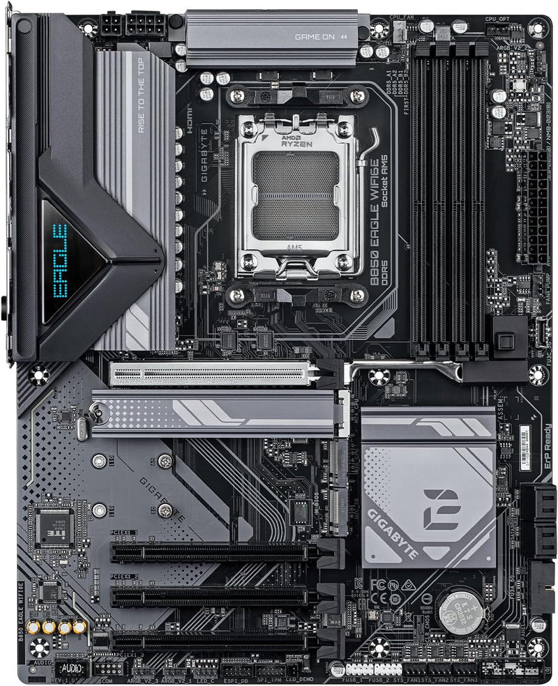 GIGABYTE B850 Eagle WIFI6E AMD AM5 LGA 1718 Motherboard, ATX, DDR5, 3X M.2, PCIe 5.0, USB-C, WIFI6E, 1GbE LAN, EZ-Latch, 5-Year Warranty
