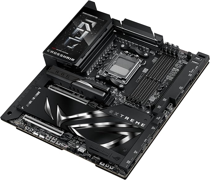 ASUS Placa-mãe para jogos ROG Crosshair X870E Extreme AMD X870E AM5 E-ATX – 20+2 estágios de energia, DDR5, PCIe 5.0, 5X M.2, 5G e 10G LAN, Wi-Fi 7, USB4 Tipo-C, LCD de 5 polegadas, overclocking e