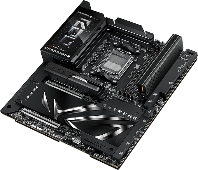ASUS Placa-mãe para jogos ROG Crosshair X870E Extreme AMD X870E AM5 E-ATX – 20+2 estágios de energia, DDR5, PCIe 5.0, 5X M.2, 5G e 10G LAN, Wi-Fi 7, USB4 Tipo-C, LCD de 5 polegadas, overclocking e