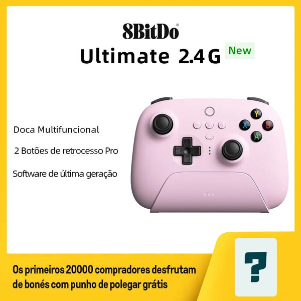 8BitDo - Ultimate Wireless Gaming Controller, 2.4G, doca de carregamento, PC, Windows 10, 11, Steam Deck, Android, iPhone, iPad