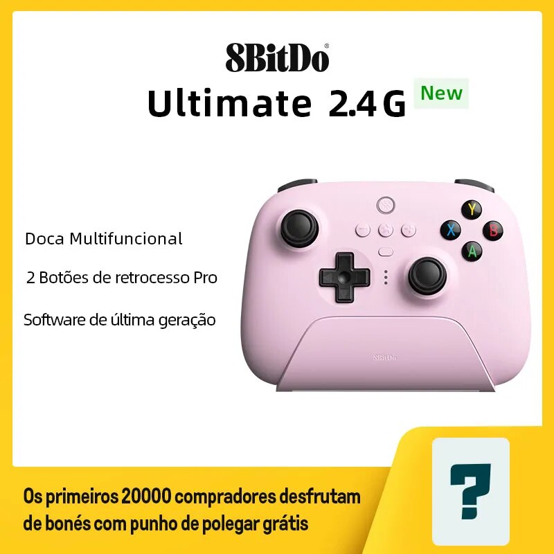 8BitDo - Ultimate Wireless Gaming Controller, 2.4G, doca de carregamento, PC, Windows 10, 11, Steam Deck, Android, iPhone, iPad