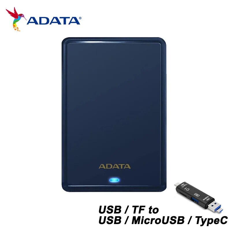 ADATA-Disco Rígido Externo Portátil, HDD, Azul Escuro, HDD, HV620s, USB 3.2, 2.5 pol, 1TB, 2TB, 4TB, 5TB